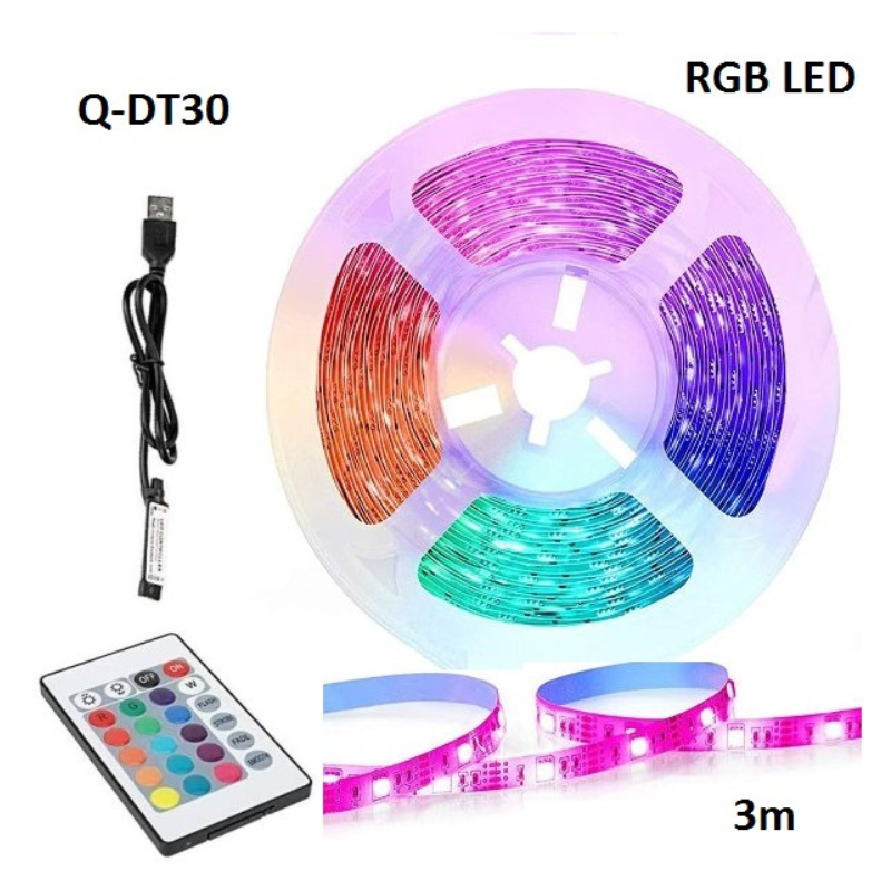Ταινία LED RGB USB 3m με τηλεχειριστήριο Q-DT30
