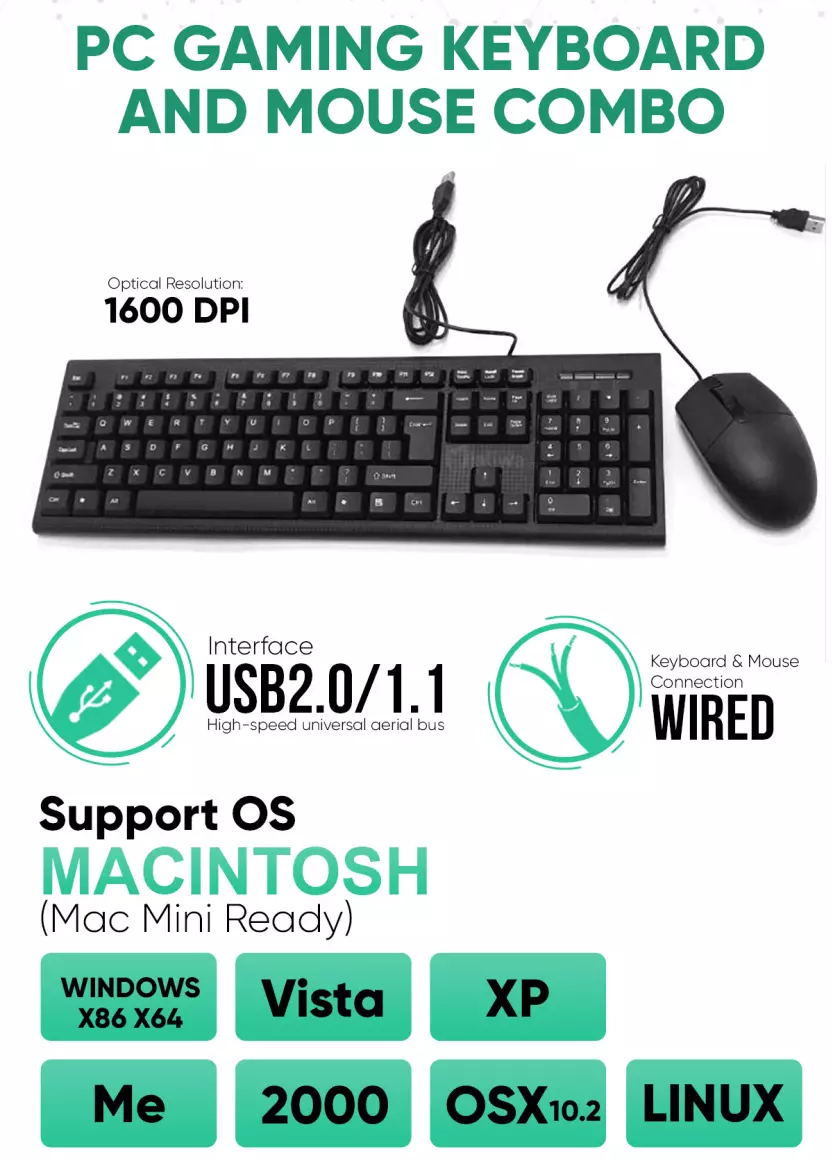 Πληκτρολόγιο & Ποντίκι με Usb Σετ 2 σε 1
